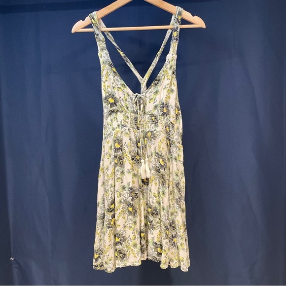 Free People Cotton Twist Strap Floral Slouchy Mini Dress/Tunic Top Sz L - Picture 6 of 6